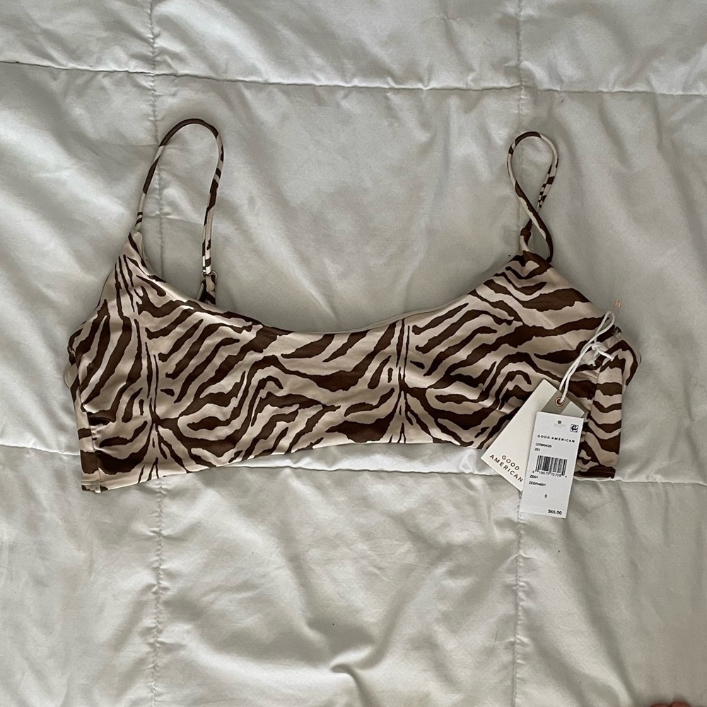 Good American Animal Print Bikini Top Size 6